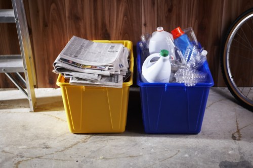 Cluttered garage before professional clearance